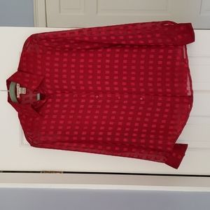 Notations Sheer Blouse and Matching Shell in red. Size M.